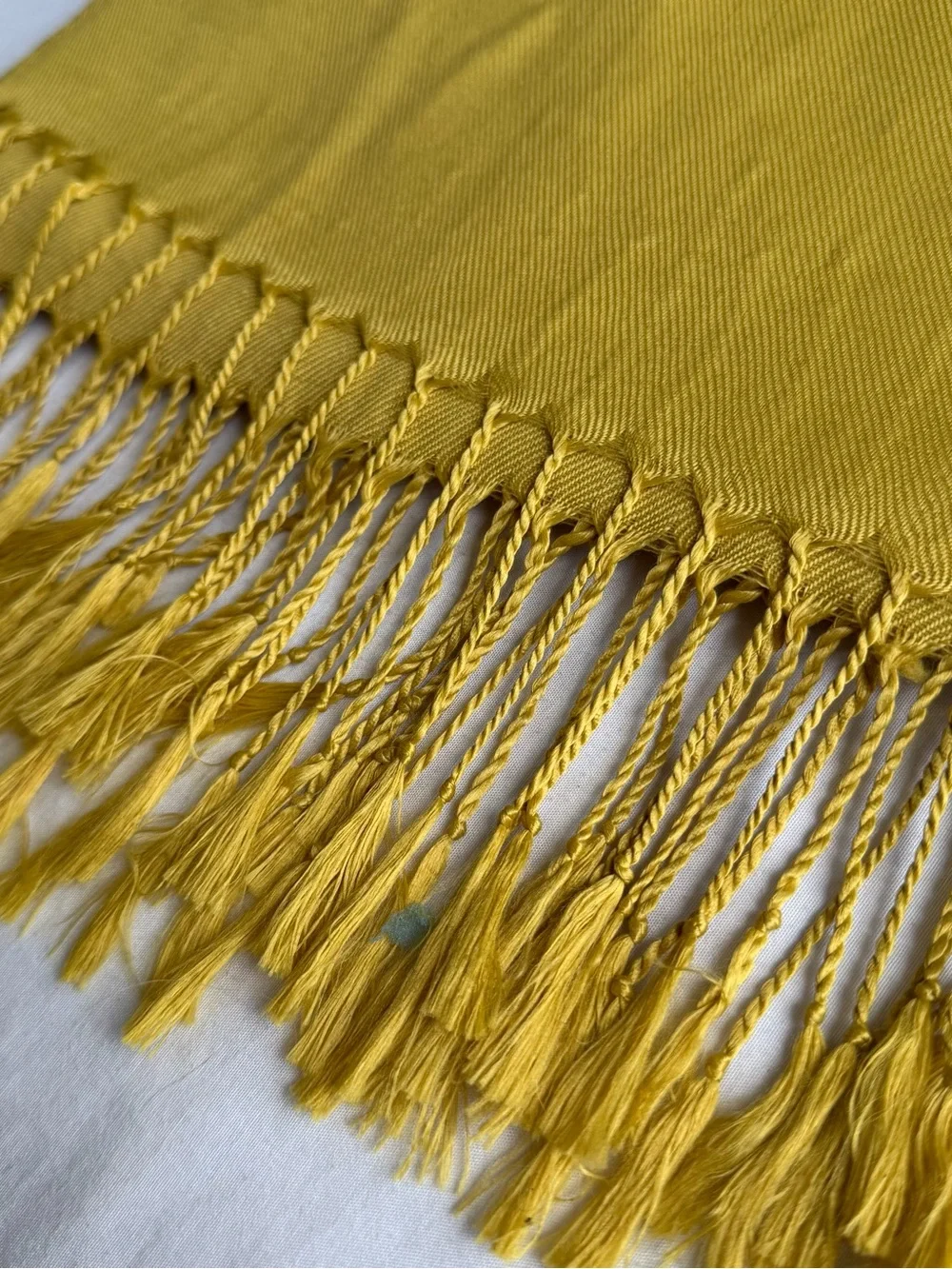 Rectangular Mustard Yellow Fringe Scarf / Hijab